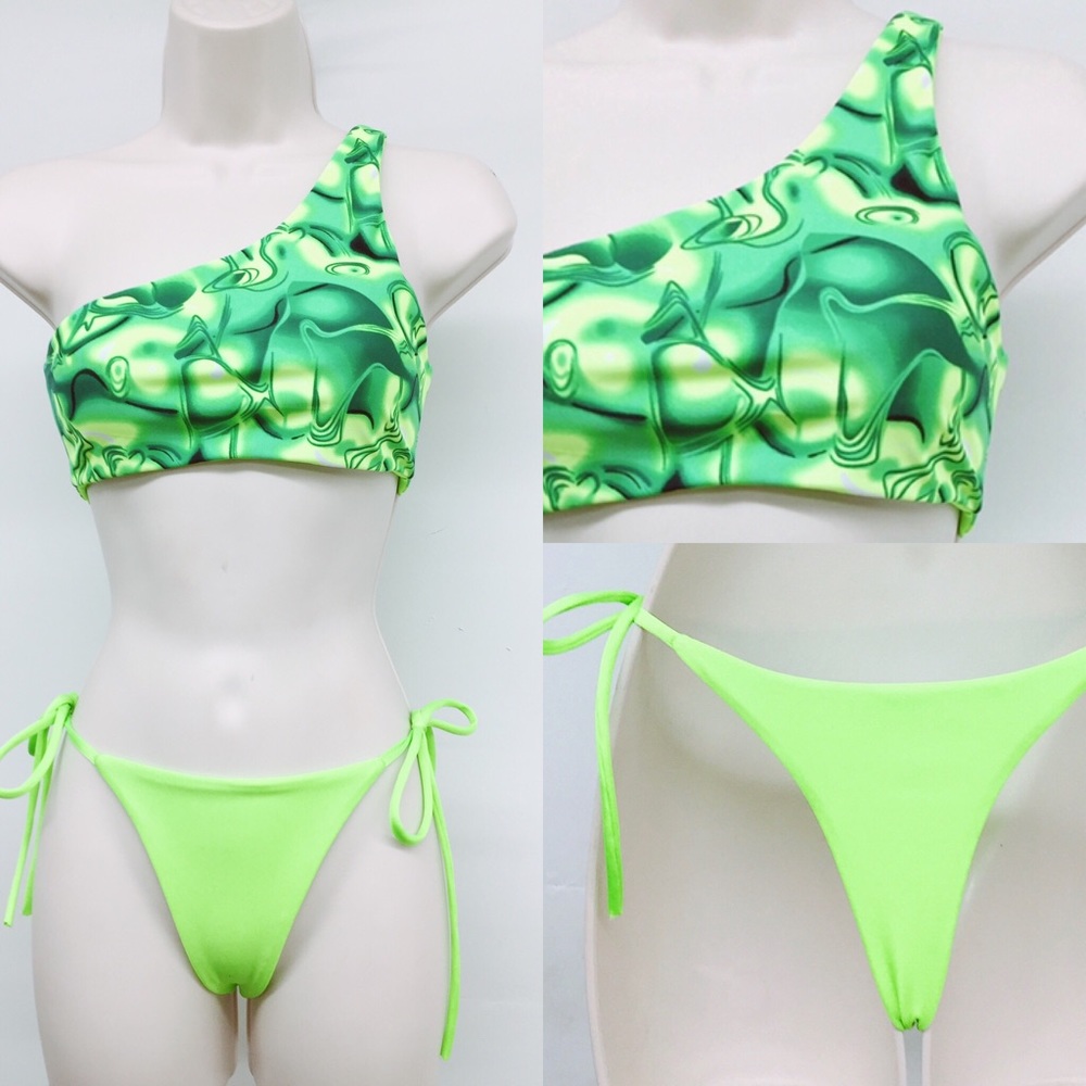 Lime Green One Shoulder Bikini